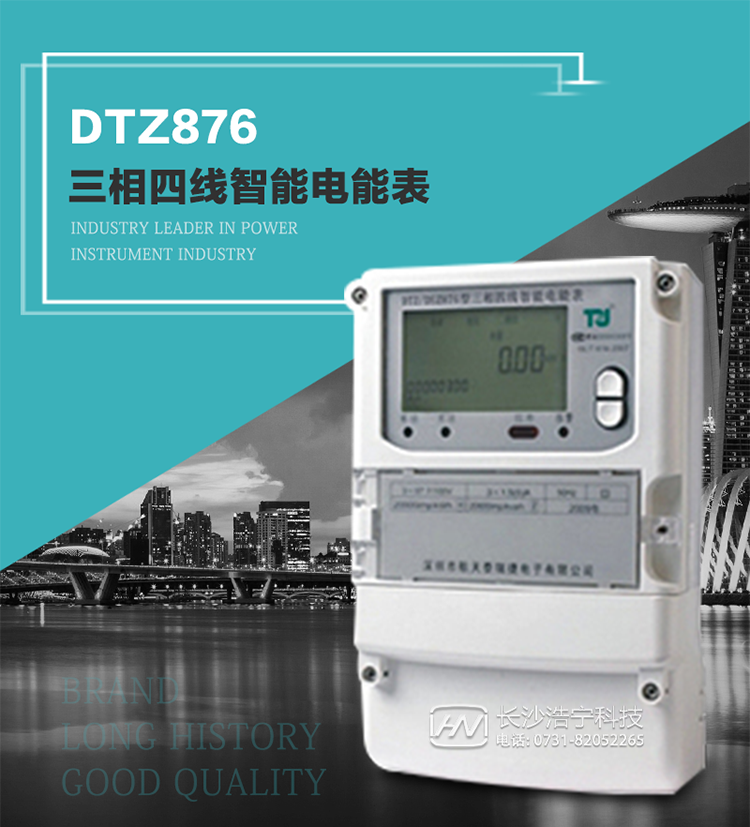 DTZ876型智能電能表是采用大規(guī)模集成電路，應(yīng)用數(shù)字采樣處理技術(shù)及SMT工藝，根據(jù)工業(yè)用戶實際用電狀況所設(shè)計制造的具有現(xiàn)代先進水平的儀表。
該表性能指標(biāo)符合GB/T 17215.321-2008《交流電測量設(shè)備 特殊要求》第21部分靜止式有功電能表（1級和2級）、GB/T 17215.322-2008《交流電測量設(shè)備 特殊要求》第22部分靜止式有功電能表（0.2S級和0.5S級）國家標(biāo)準(zhǔn)和DL/T 614–2007《多功能電能表》標(biāo)準(zhǔn)，其通信符合DL/T645–2007《多功能電能表通信協(xié)議》的要求，并兼容DL/T645–1997《多功能表通信規(guī)約》的要求，可根據(jù)功能定制需求符合多功能電能表的各項技術(shù)要求。